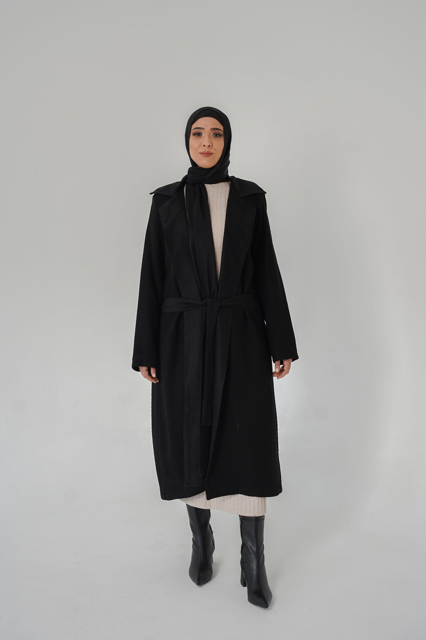 Şanel Tüvit & Süet Astarlı Kimono Ceket - Siyah