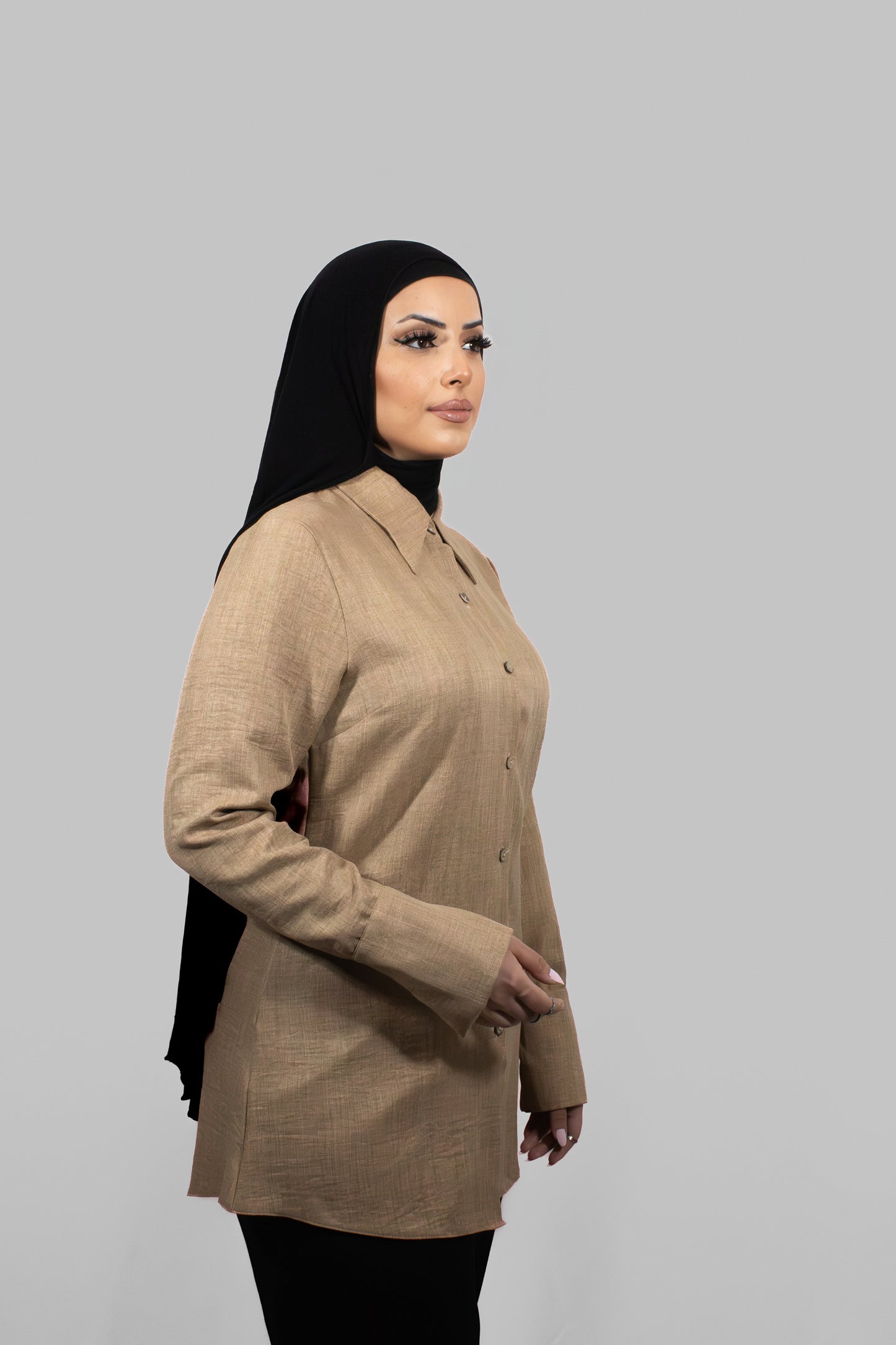 Fitted Waist Shirt – Brown