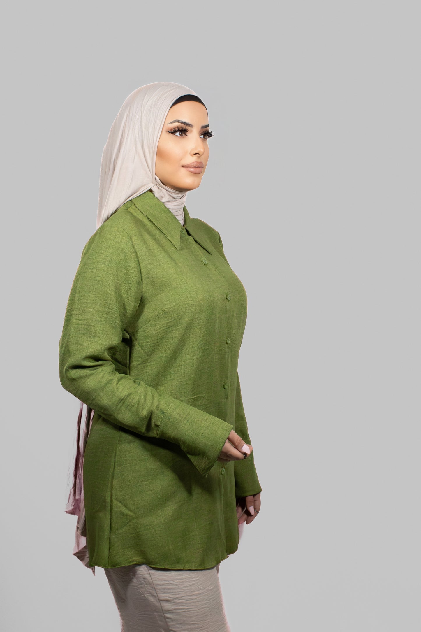 Fitted Waist Shirt – Green