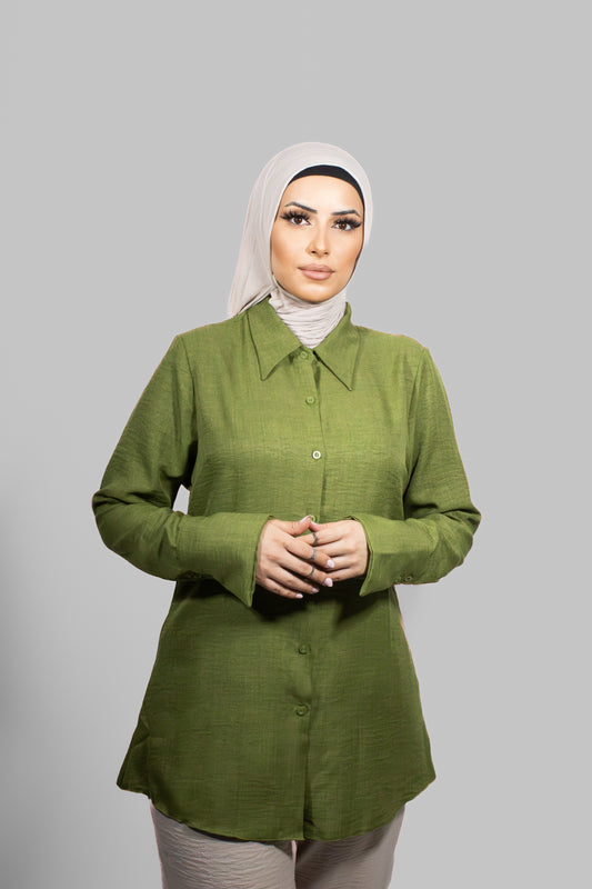 Fitted Waist Shirt – Green